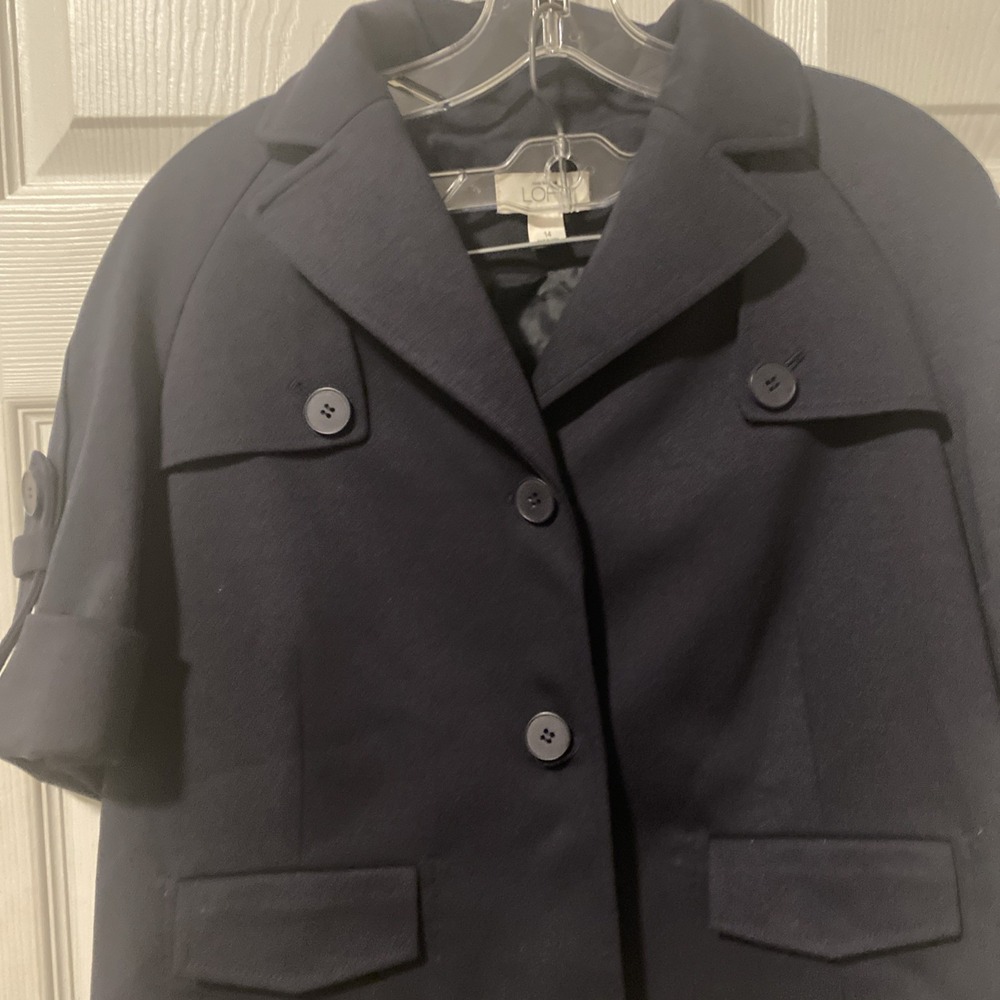 Ann Taylor Loft Women Blue Lined Jacket Blazer Skirt Suit - Sz 14